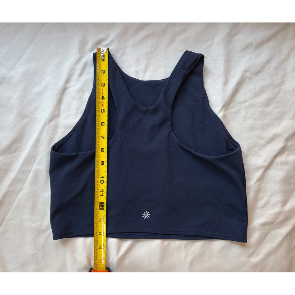Athleta Conscious Crop Tank Top Navy Blue High Neck Sports Bra 448584-02 Size M - Picture 4 of 5